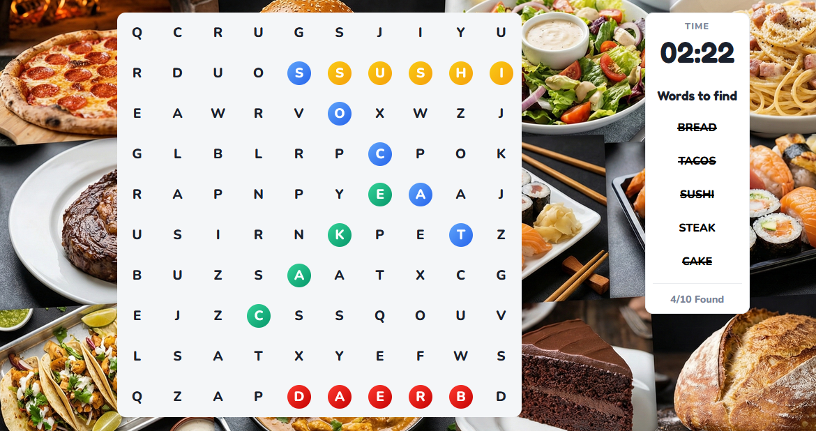 Daily Food Word Search Puzzle